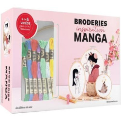 COFFRET BRODERIES INSPIRATION MANGA - 3 PROJETS A BRODER AUTOUR DE L'ANIME